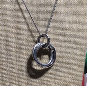 Lane Bryant Double Circle Silvertoned Fashion Necklace